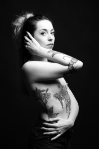 Emeline tattooed girl naked black and white